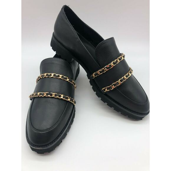 Karl Lagerfeld Women's Flats Irene Leather Gold Chain Slip On Size 7.5M New - Picture 6 of 10